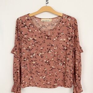 Live To Be Spoiled Floral Ruffle Sleeve Blouse – Size Small Boho Romantic